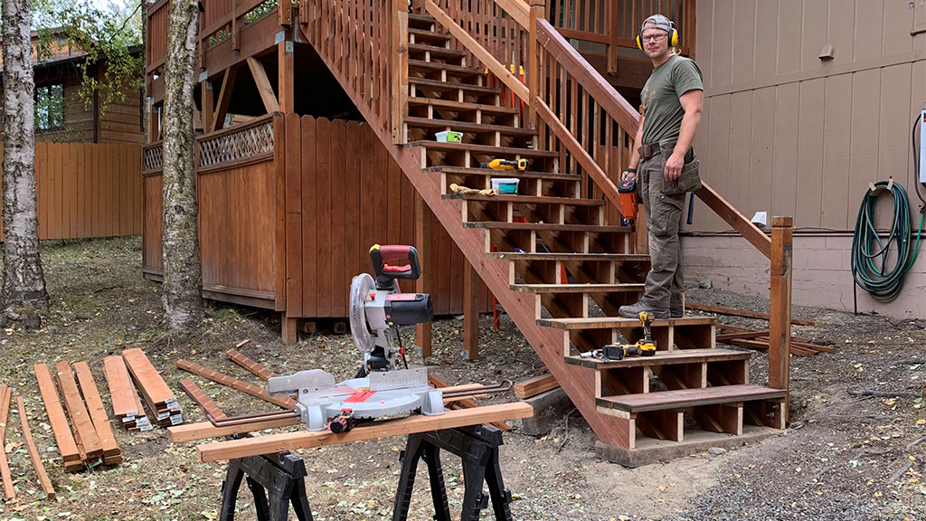 Sterling Anderson working on Exterior Stairs of Health & Safety Project